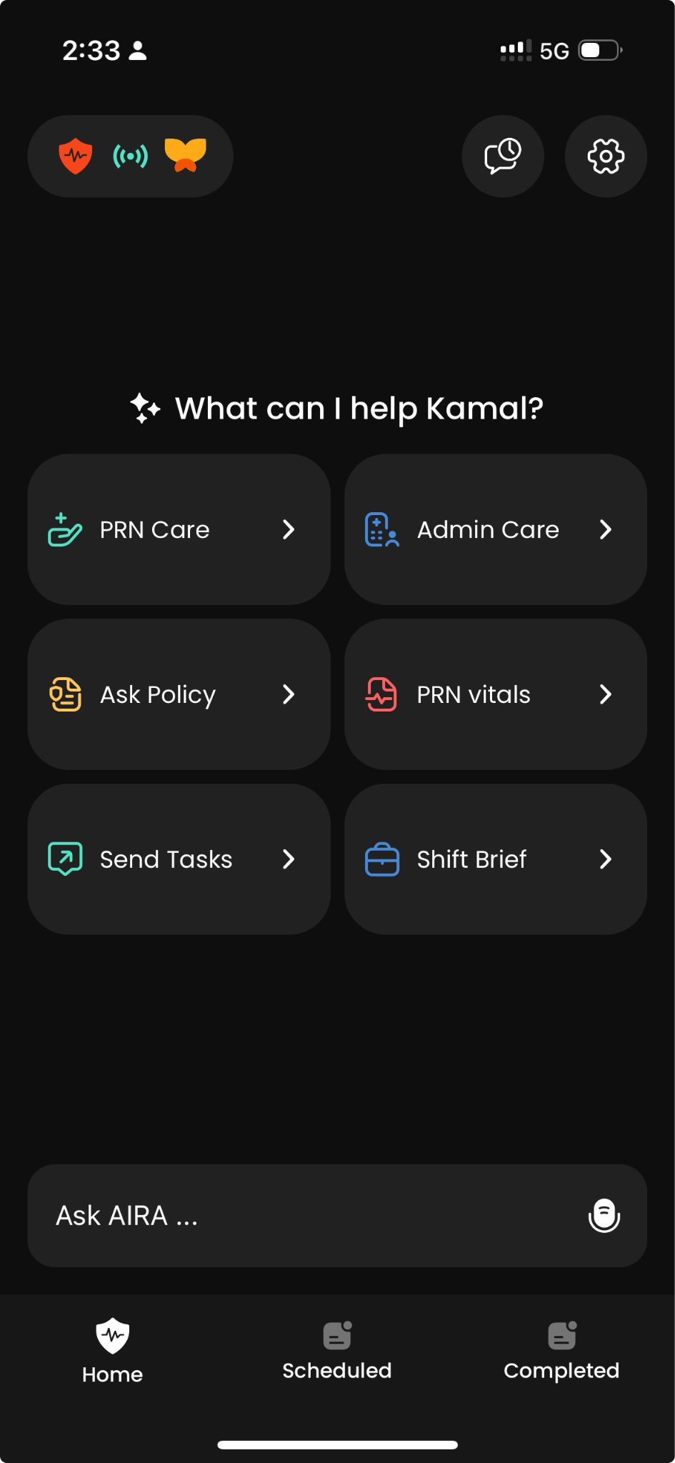 Home screen overview