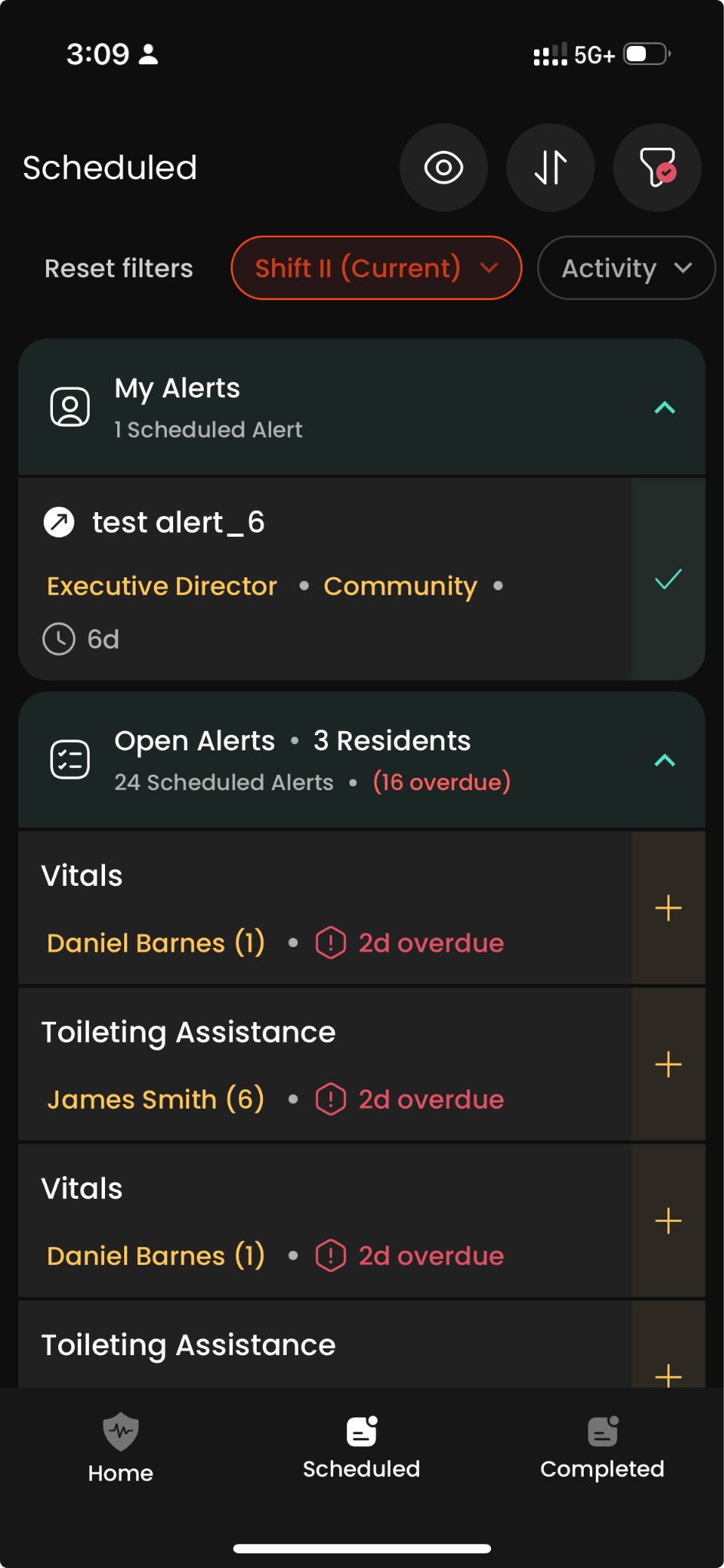 Scheduled screen overview